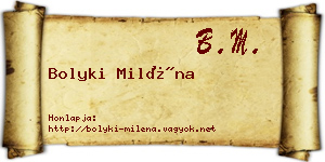 Bolyki Miléna névjegykártya